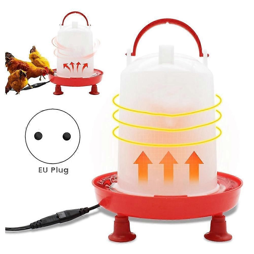 3L Heated Chicken Waterer for Winter Auto-Fill Chicken Water Heater with Leg Support,35W Heating Poultry EU Plug(EU Plug)