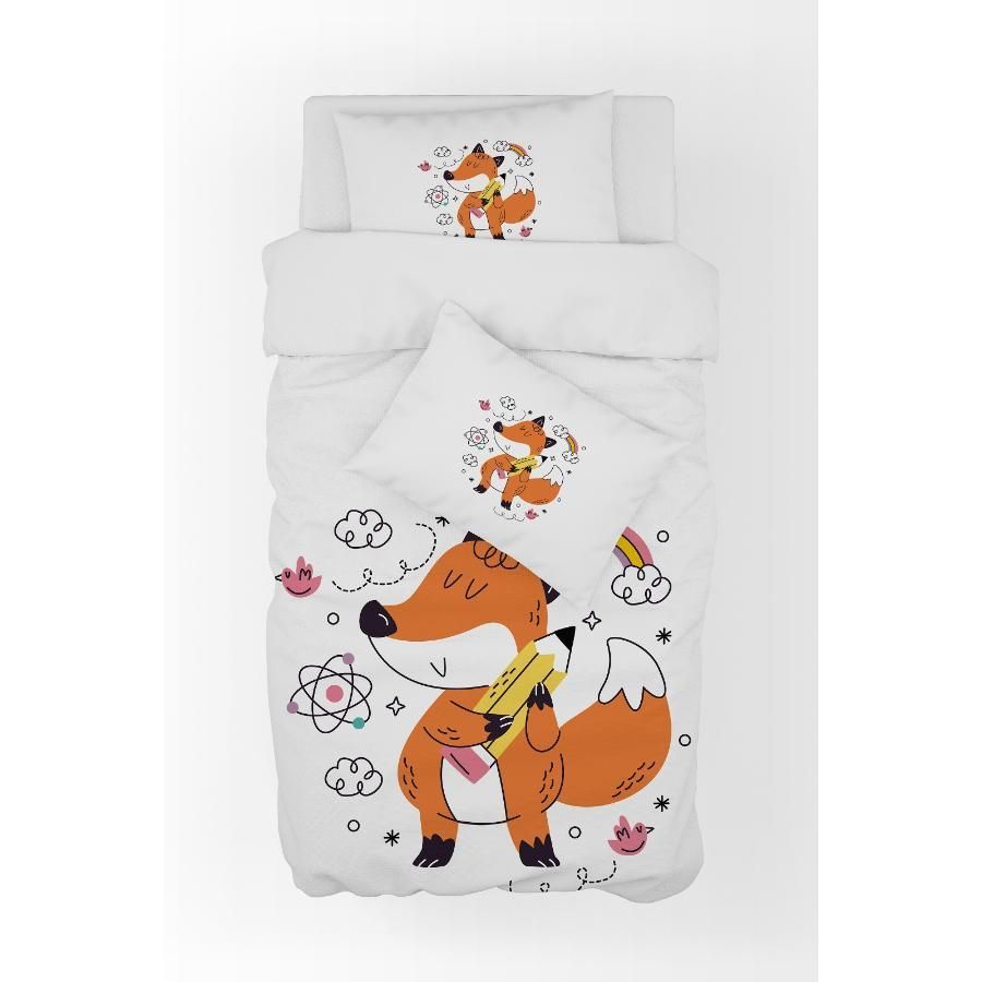 Cartoon Fox Printed Duvet Cover Set For Baby