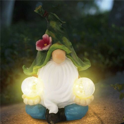 Outdoor Solar LED Gnome Resin Statue Figurine Light For Yard Home Décor