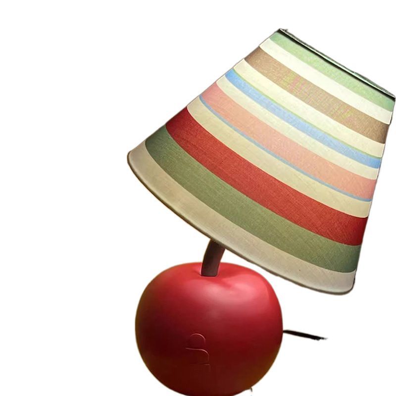 Apple Acrylic Table Lamp with Multicolor Striped Shade