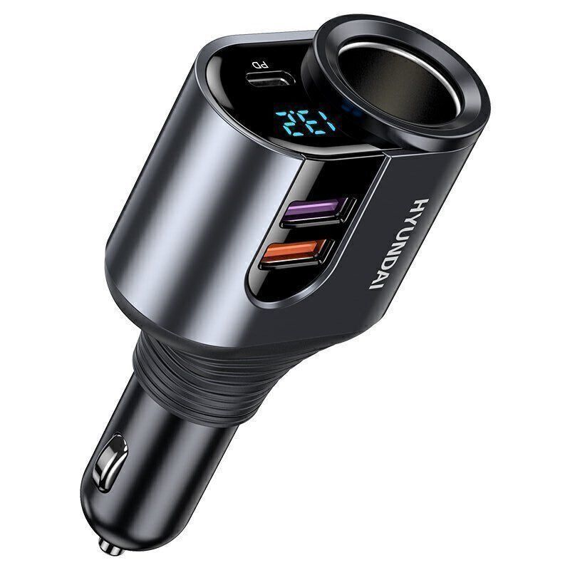 4 In 1 Car Charger Car Cigarette Splitter Fast Charger With LED Voltage Display