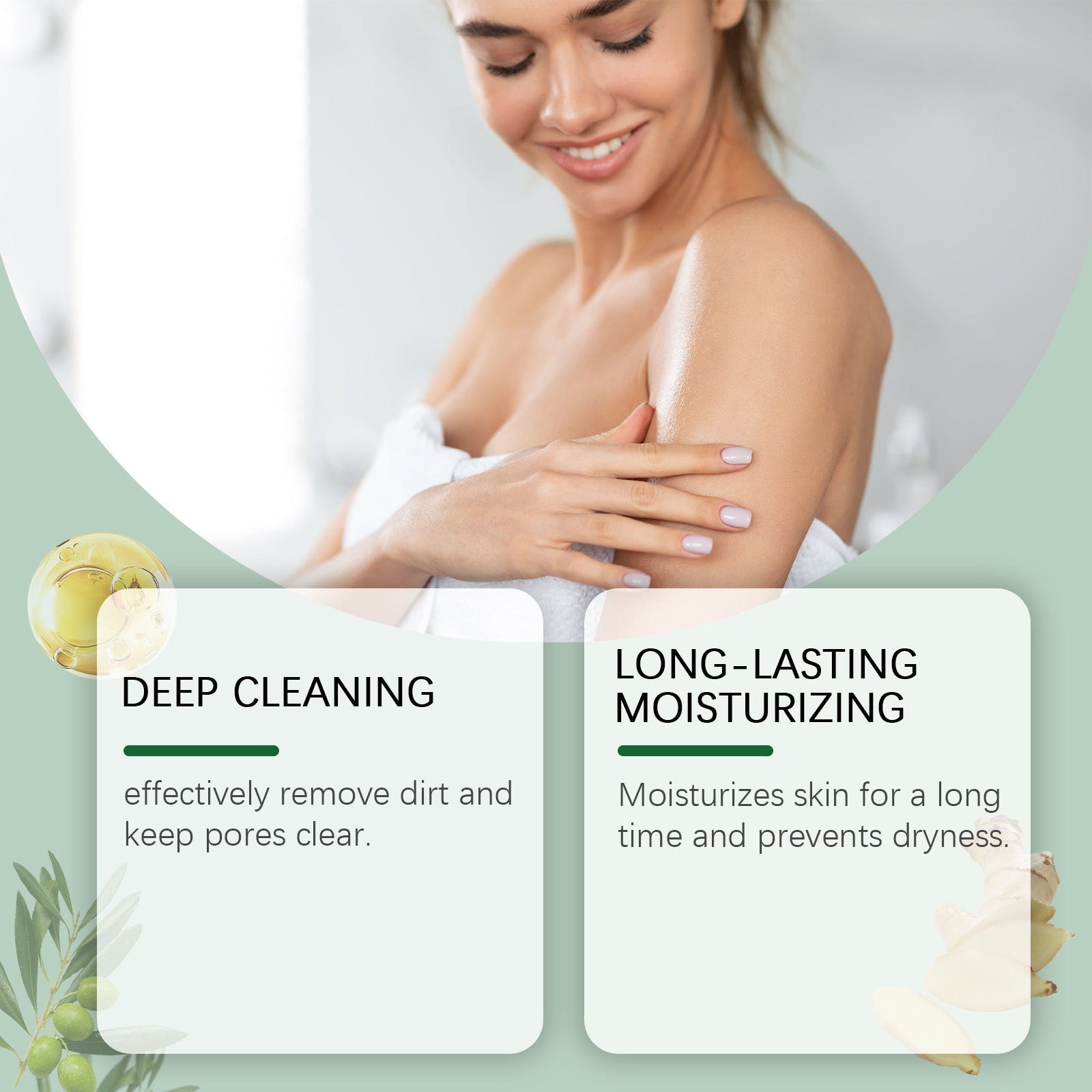 Cucumber Body Cleansing Soap, Deep Oil Control, Refreshing Skin, Long-lasting Moisturizer ,60g