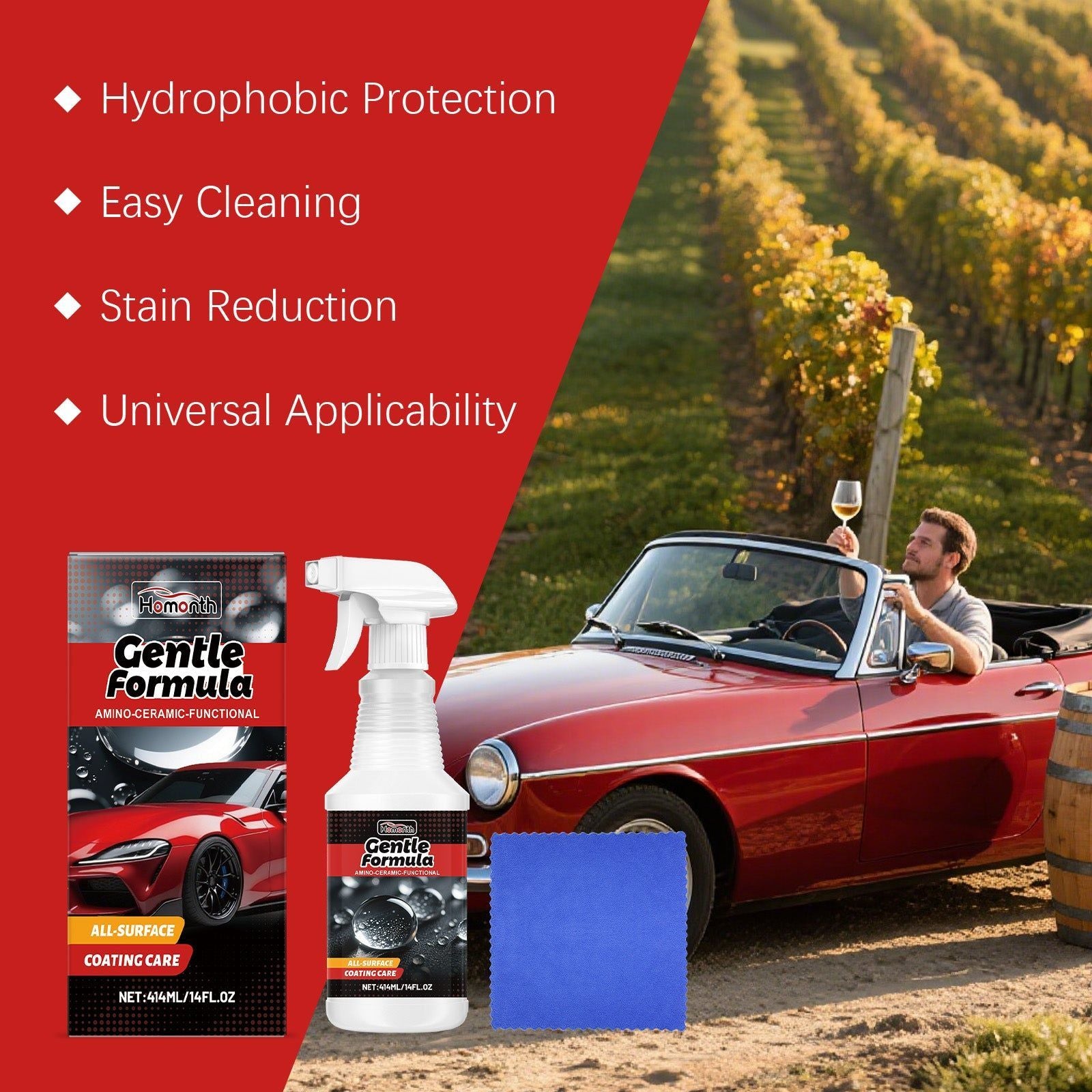 Automotive Ceramic Coating, Paint Surface Care, Hydrophobic, Shine, Easy Maintenance ,1 set