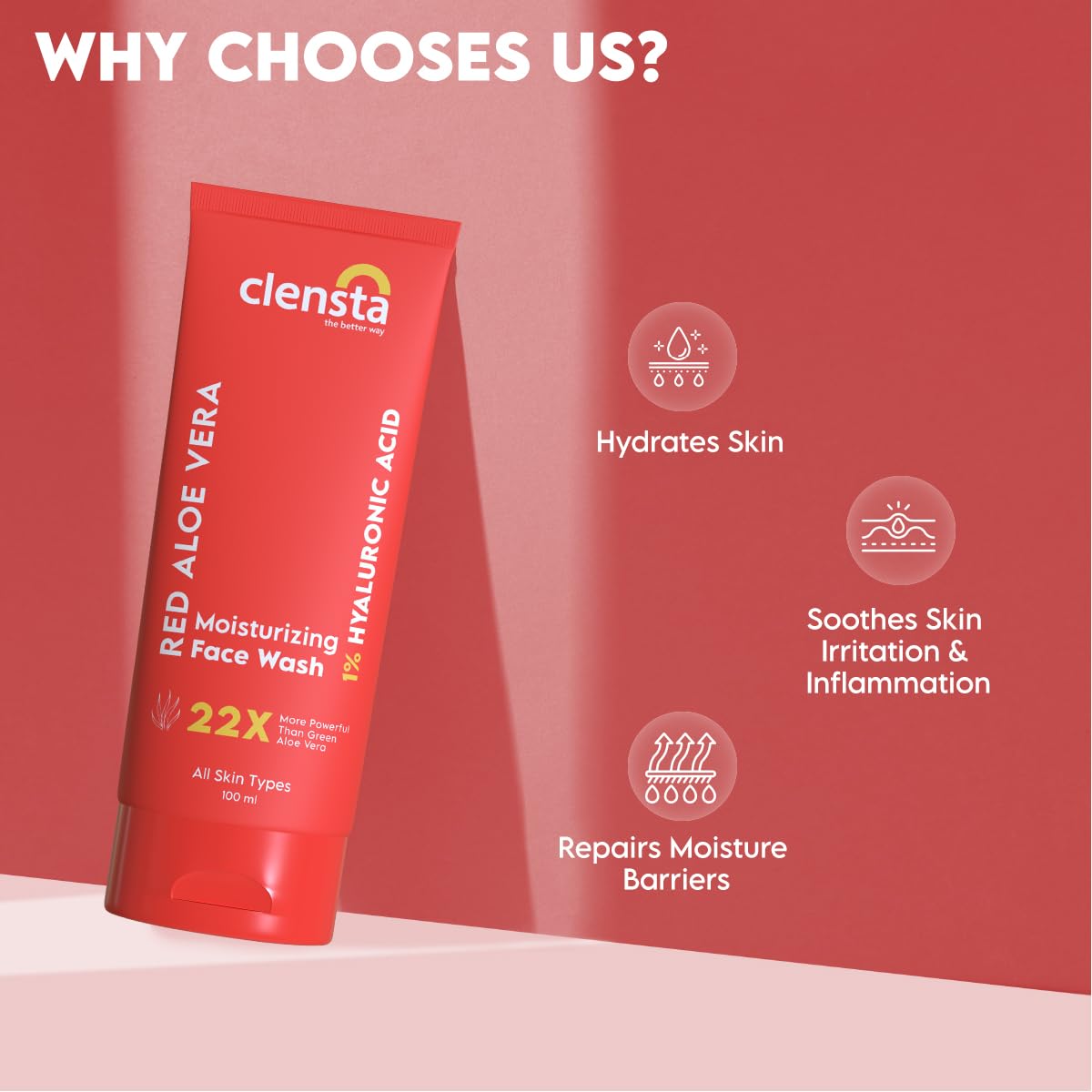 غسول الوجه المرطب بالصبار الأحمر من كلينستا (100 مل)