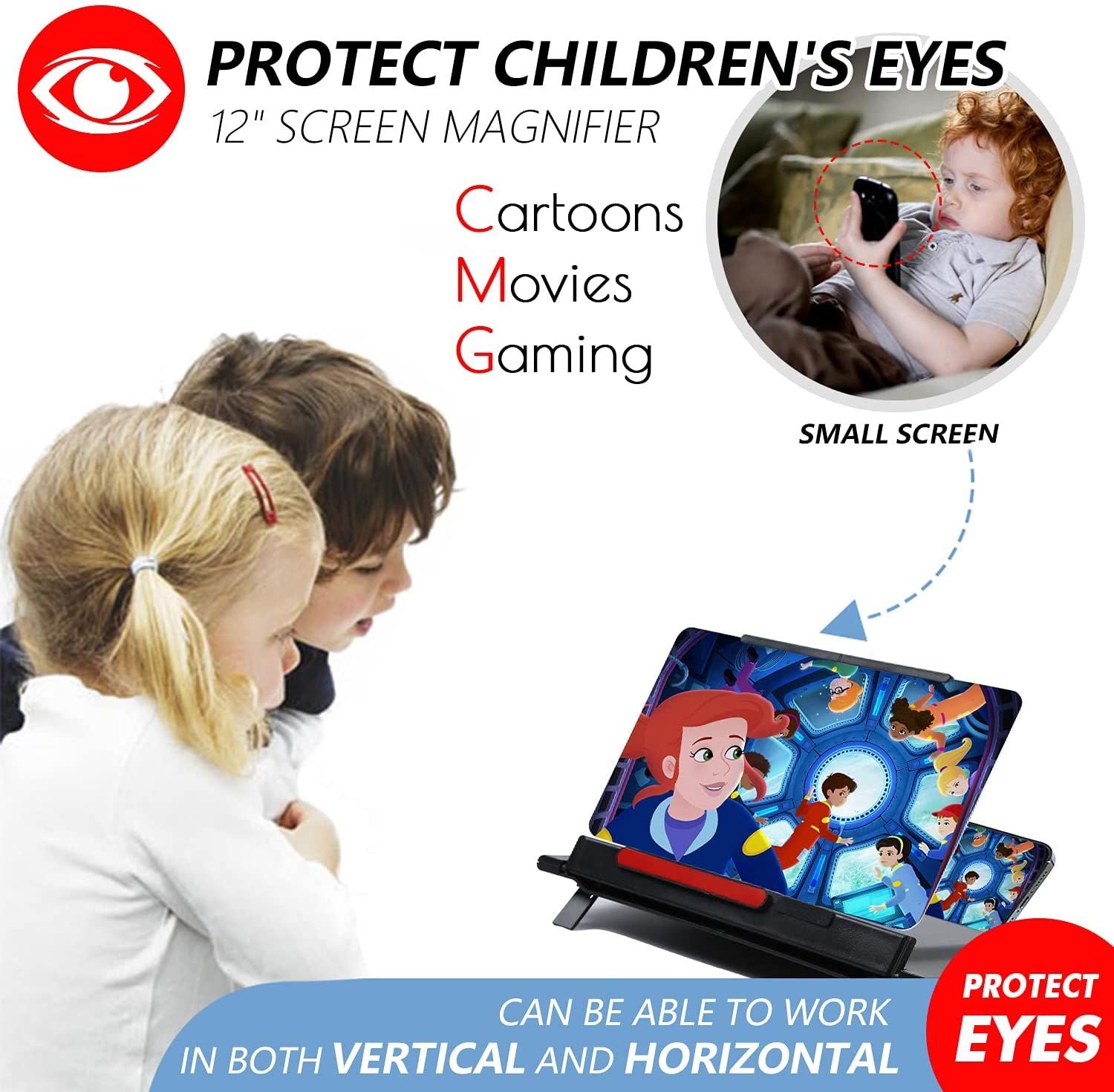 Phone Screen Magnifier 12 Inch 3D Screen Enlarger Holder With Remote Control