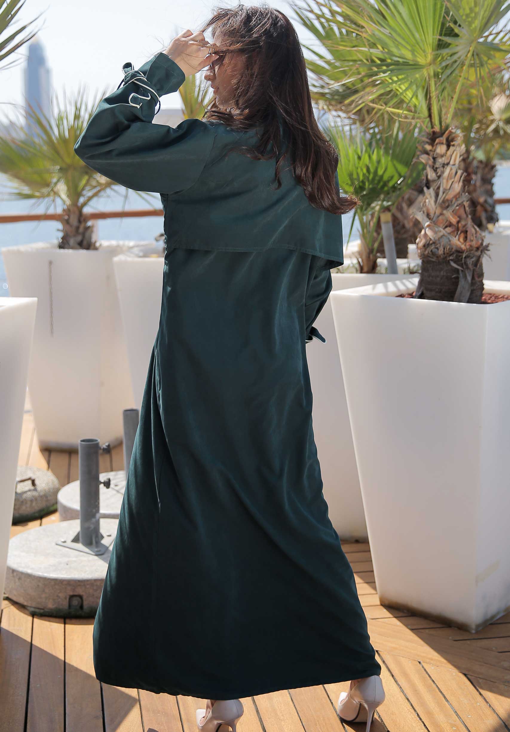 MOiSTREET Green Coat Style Casual Abaya