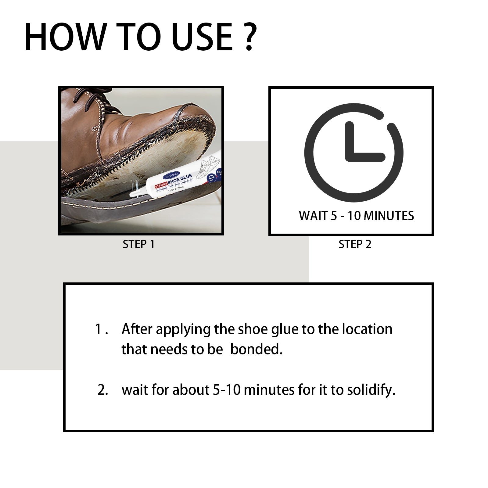Shoe Glue, Quick Dry Waterproof Adhesive for Sneakers, Leather, Canvas, Repair ,50ml