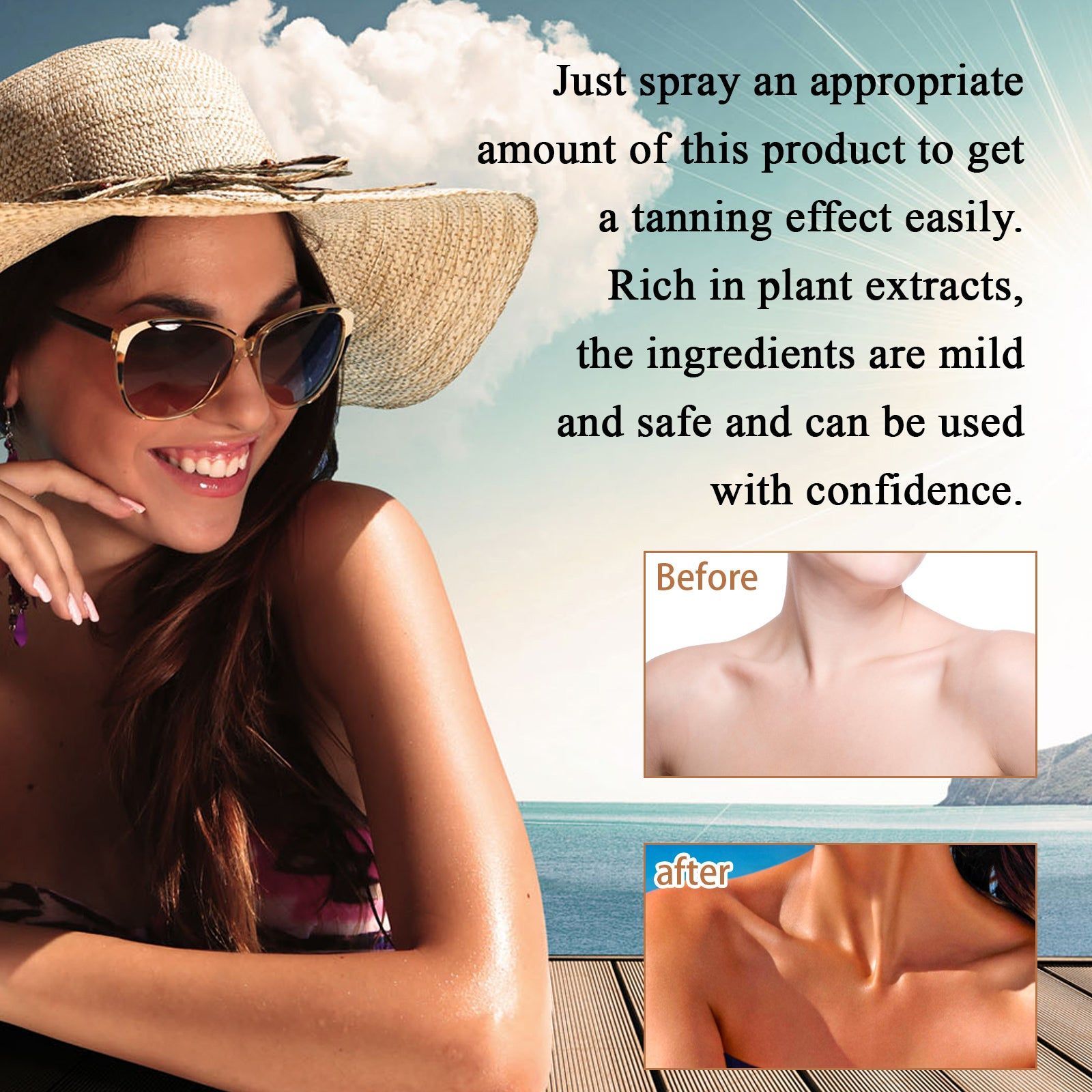 Blackening Spray, Natural Tanning, Quick Promoting Blackening, Summer Beach Glow ,100ml