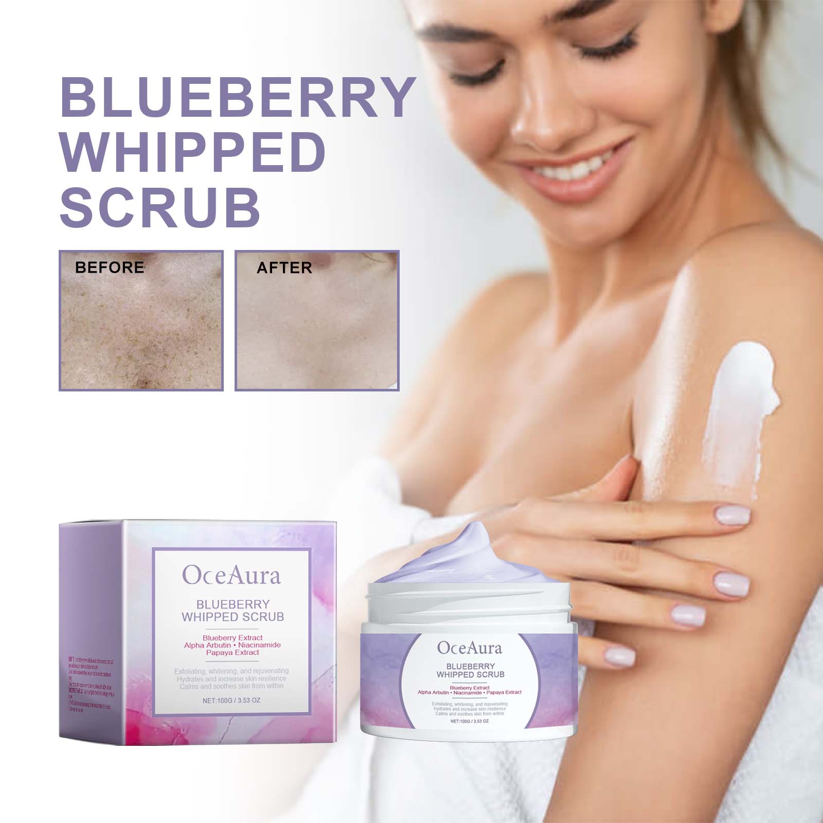 Blueberry Body Exfoliation Scrub, Brightening, Dull Skin Removal, Smooth & Radiant ,100g