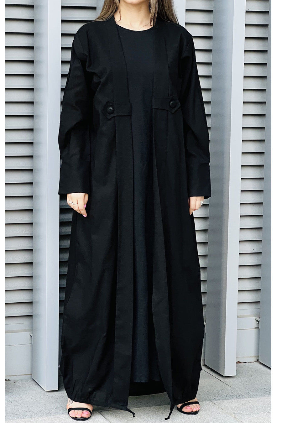 MOiSTREET Black Linen Abaya