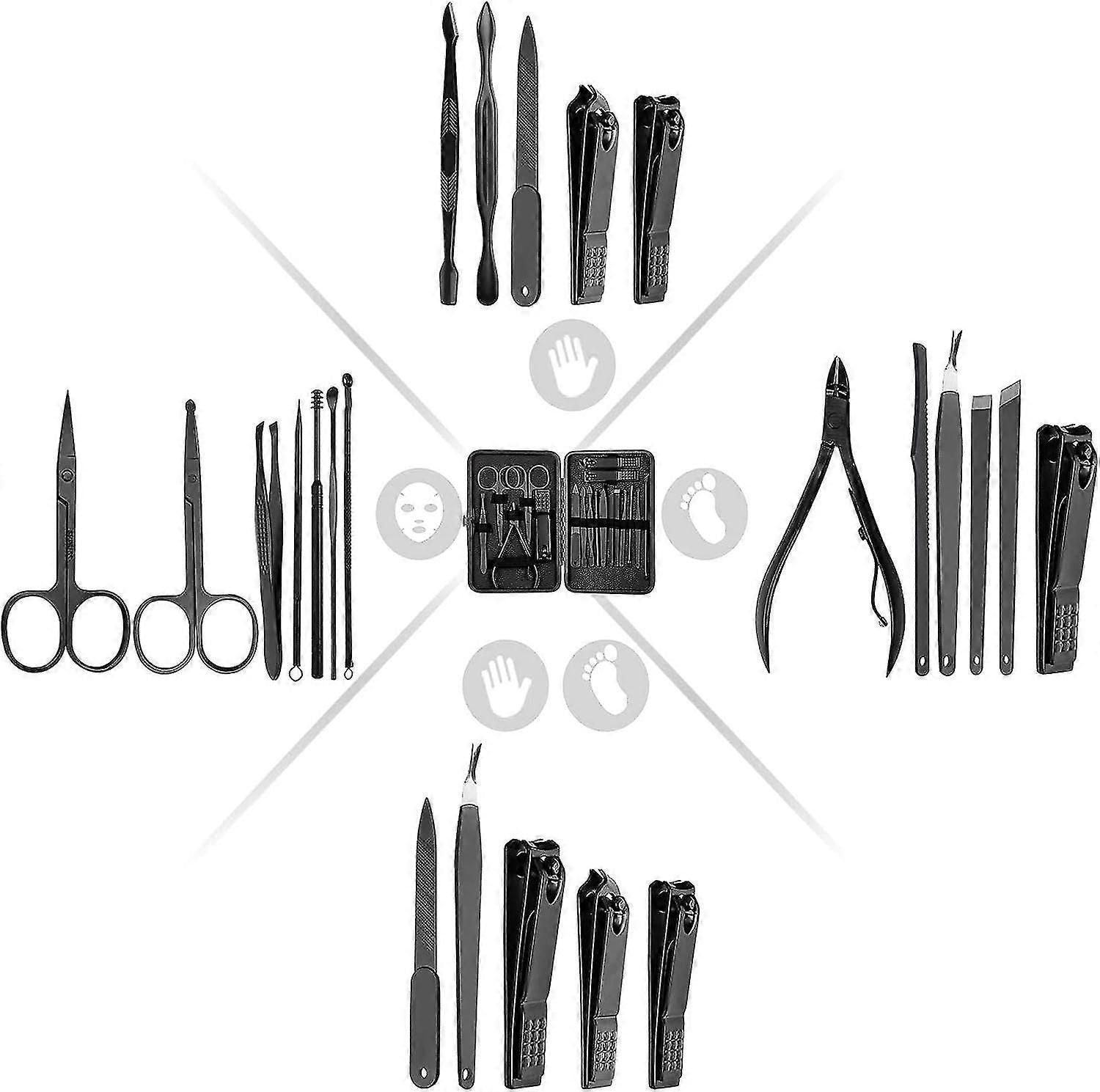 18-piece Manicure Pedicure Set Stainless Steel, Tools Nail Care Kit For Home, Travel