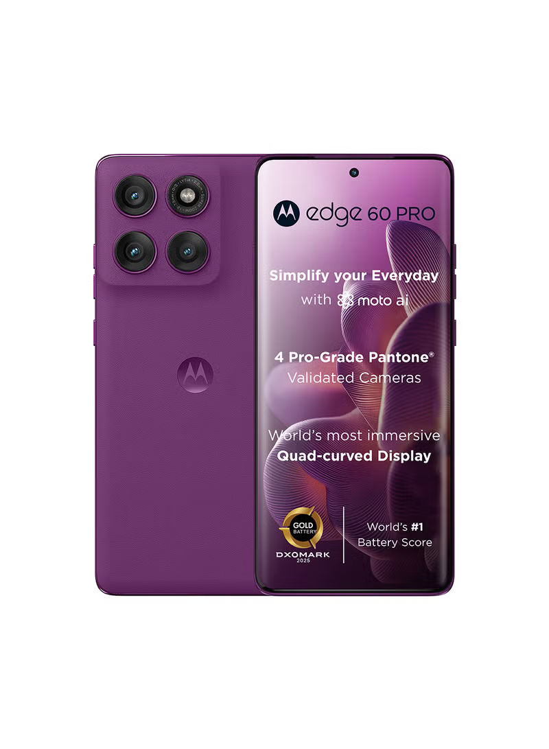 Motorola Edge 60 Pro 5G Dual SIM PANTONE Sparkling Grape 12GB+12GB RAM 512GB - Middle East Version