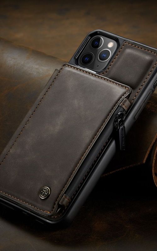 Multipurpose Leather Phone Case With Card Slots Zipper Wallet Back Cover For iphone 13