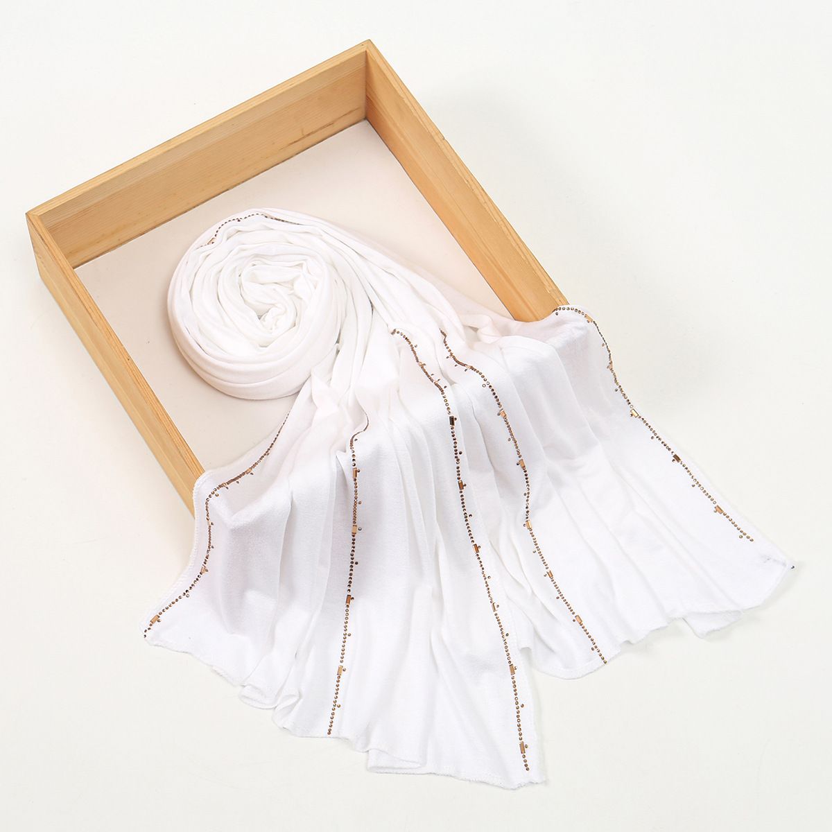 Coffee Brown Modal Feel Scarf with Rhinestones for Women 170x55cm