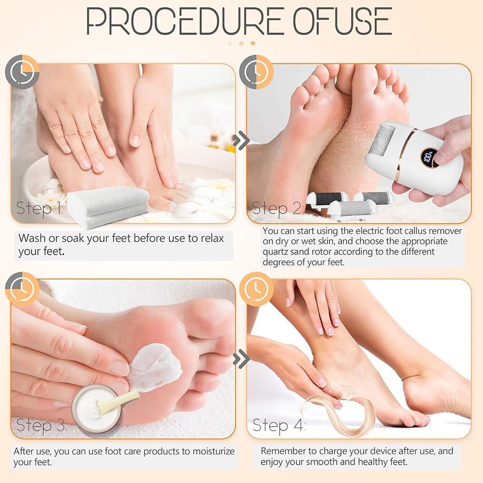USB Electric Foot Callus Remover with 3 Heads Pedicure Tool