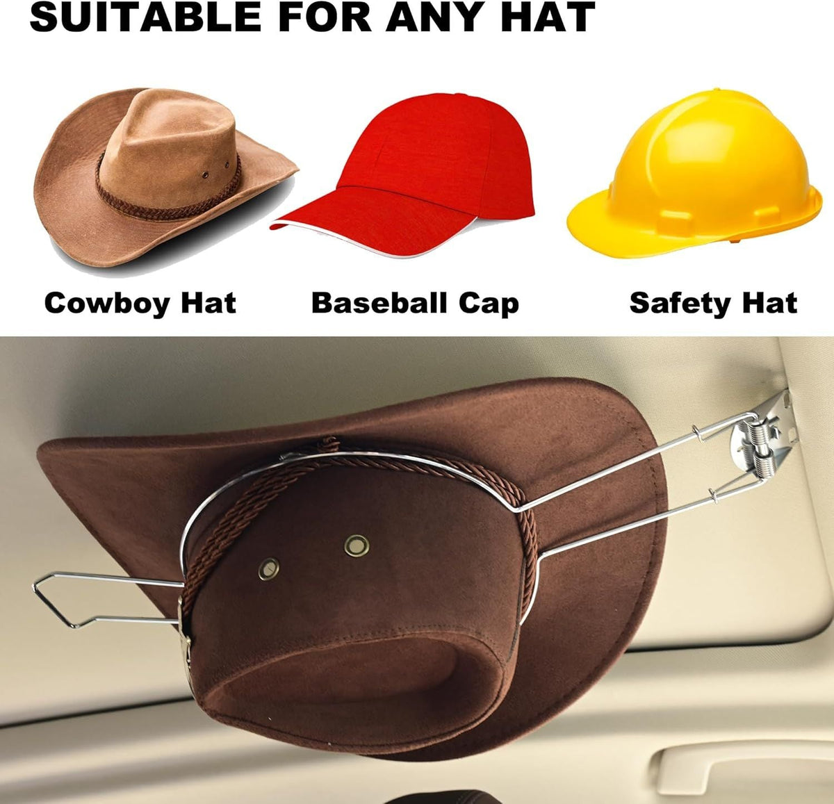 Cowboy Hat Holder for Truck Hat Holder Auto Car Hat Hanging Rack Stand Hat Organizer