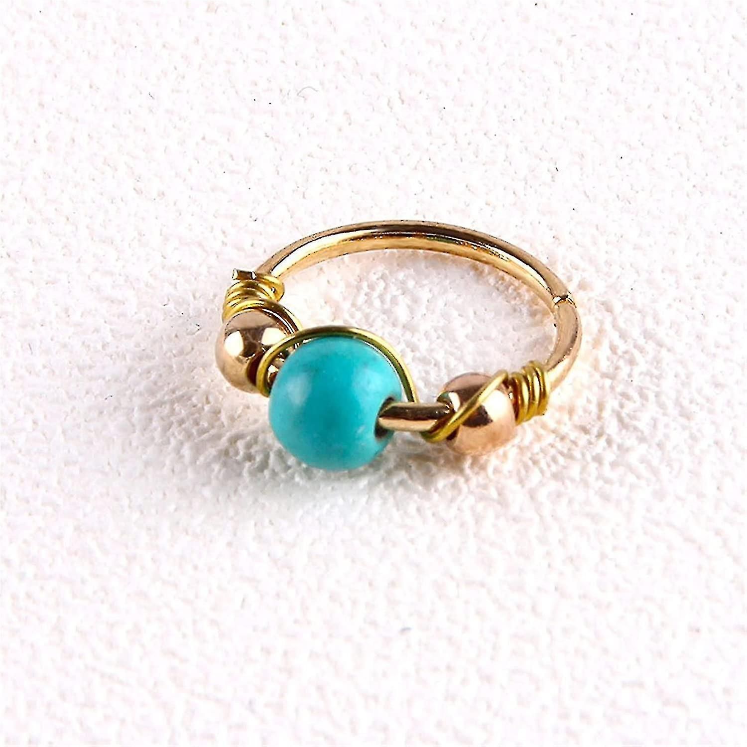 Stainless Steel Nose Piercing Ring Imitation Turquoise Wire Nose Rings Hoop Nose Earring10pcs