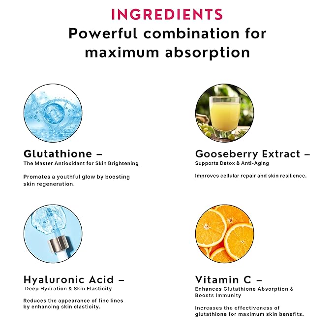 Vedapure L-Glutathione Effervescent Tablets with Vitamin C & E 15 Watermelon & Strawberry Tablets