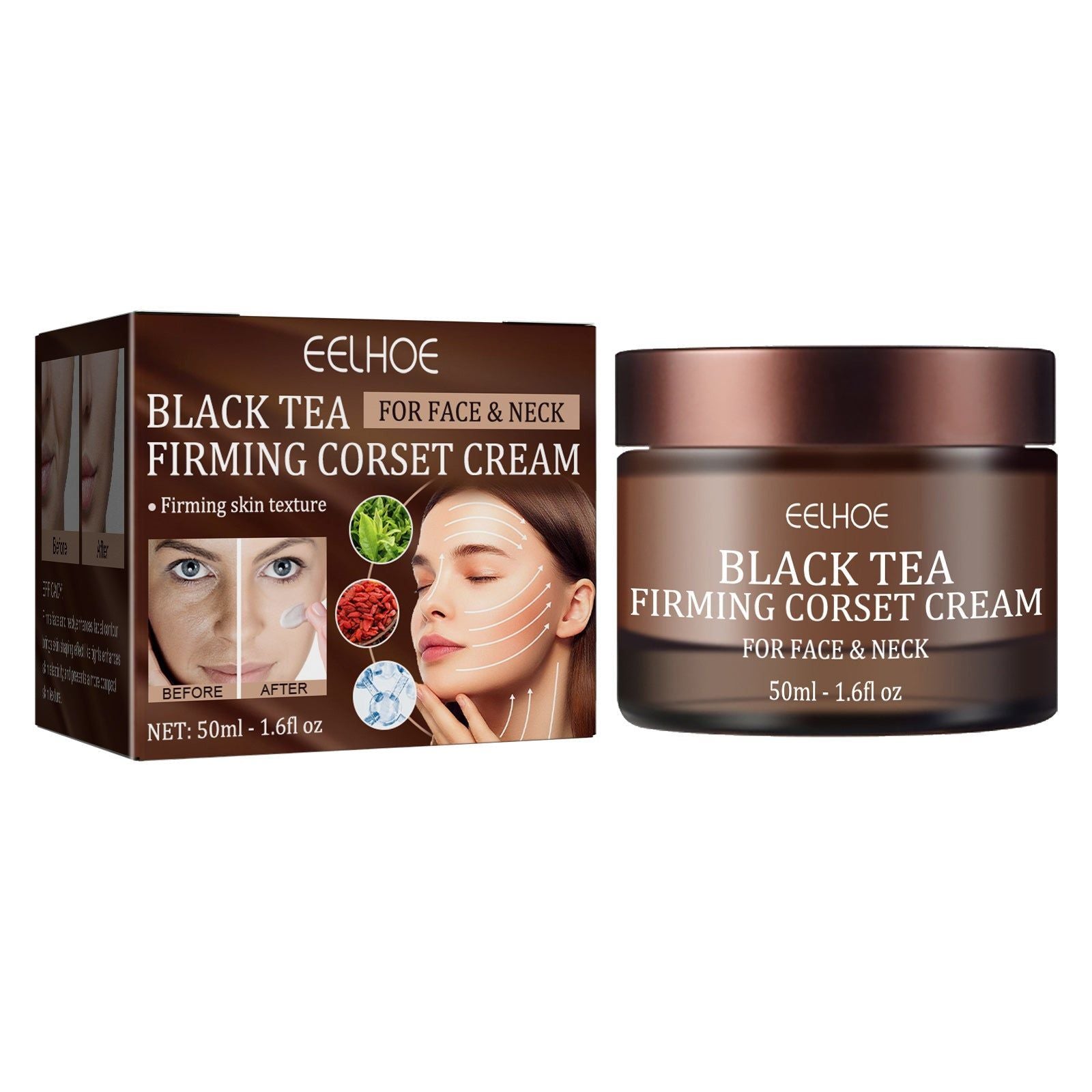 Black Tea Face Cream, Firming Skin, Smoothing Wrinkles, Anti-Aging, Hydrating, Youthful Glow ,50ml