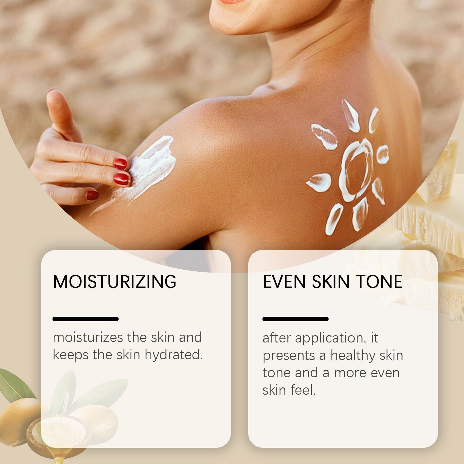Butter Moisturizing Skin Protection Cream, Summer Breathable, UV Shield ,60g