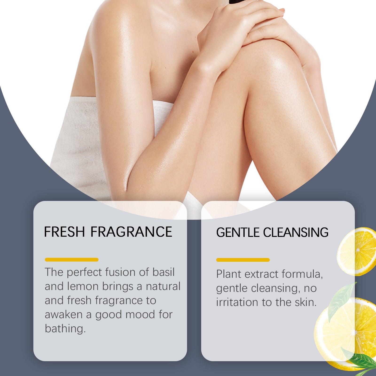 Basil Lemon Body Bath Gel, Hydrating, Refreshing, Natural Fragrance ,100ml