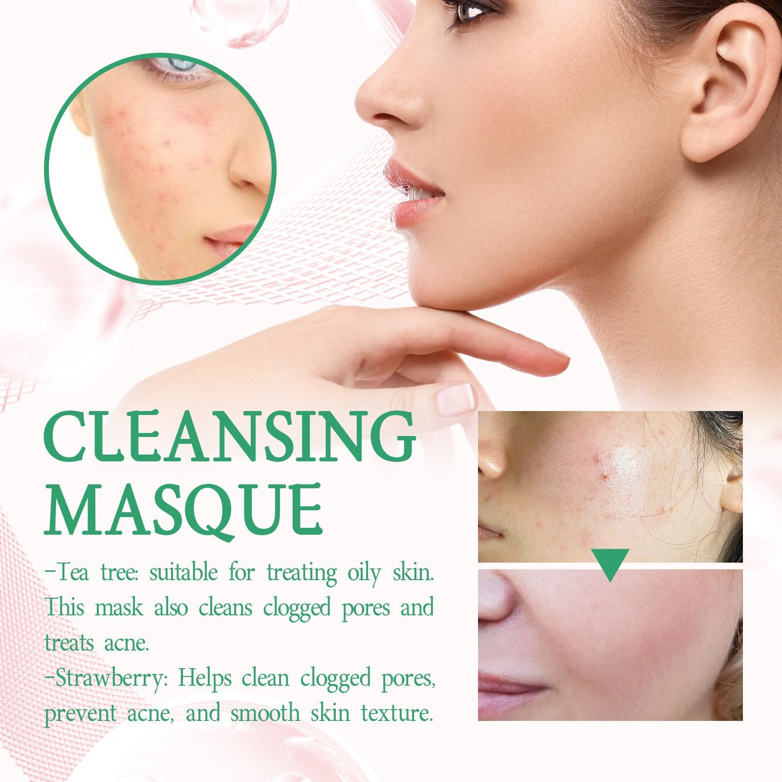 Deep Cleansing Tea Tree Mask for Clear, Smooth, Acne-Free Skin, Facial Care ,40g