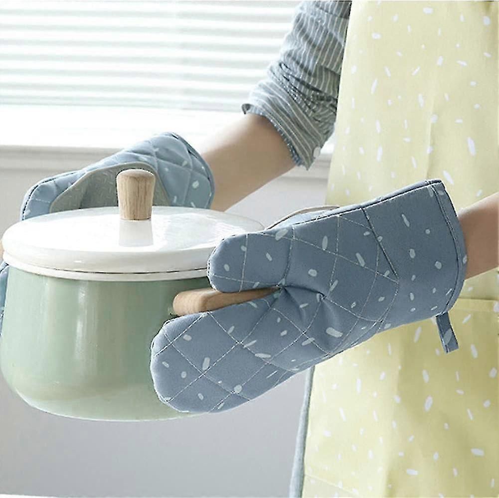 1 Pair Oven Gloves,heat Resistant Baking Soft With Canvas Silicone Grip Oven Glove zxin