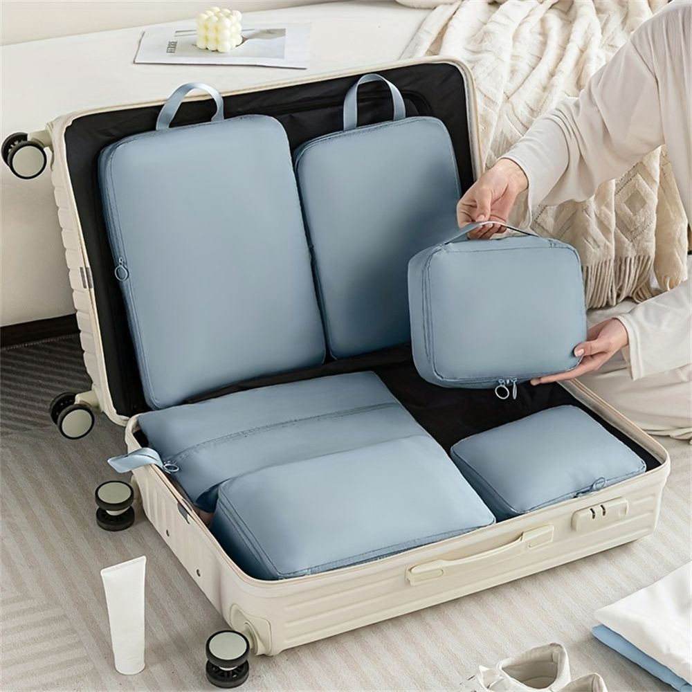 6pcs Travel Storage Bag Compression Packing Cubes Bag Organizer for Luggage