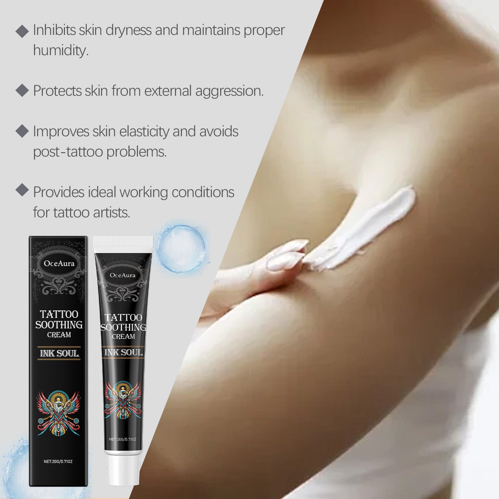 Body Care Cream, Hydrating, Nourishing, Tattoo Prep, Moisturizes Skin ,20g