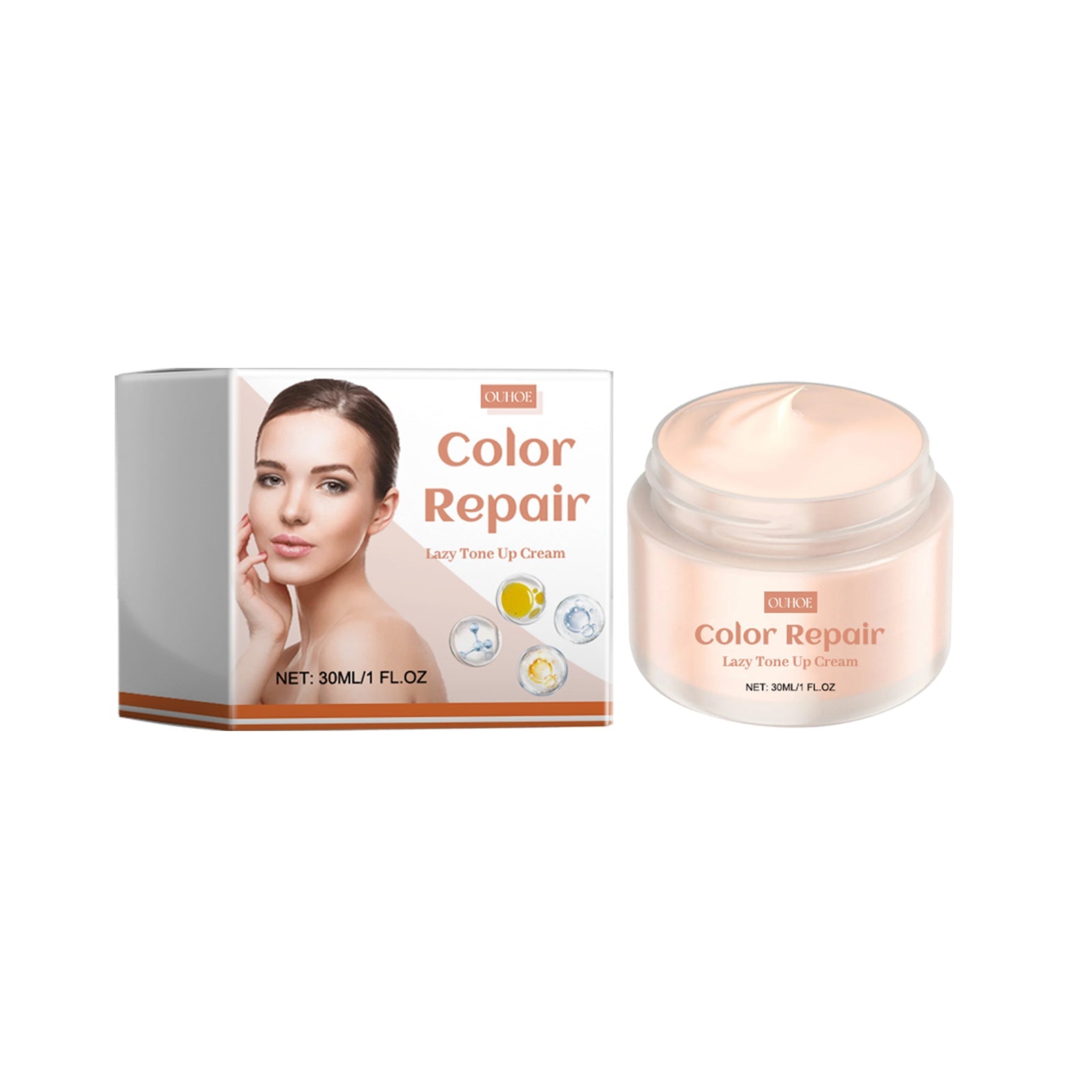 Color Repair Lazy Tone Up Cream, Brightening Moisturizer for Flawless Skin ,30ml