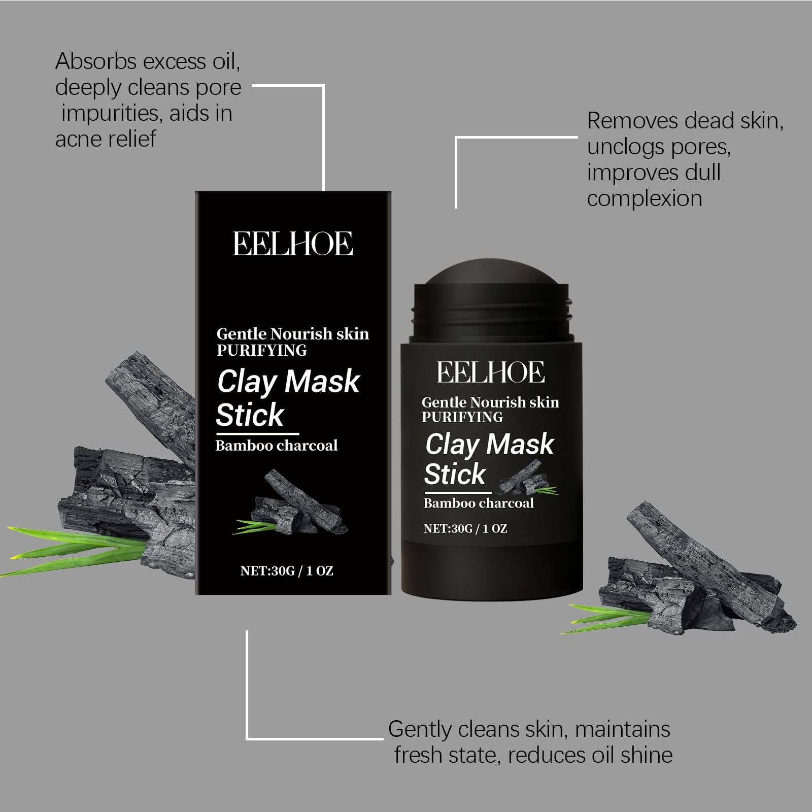 Charcoal Clay Mask Stick Deep Pore Clean Oil Control 30g