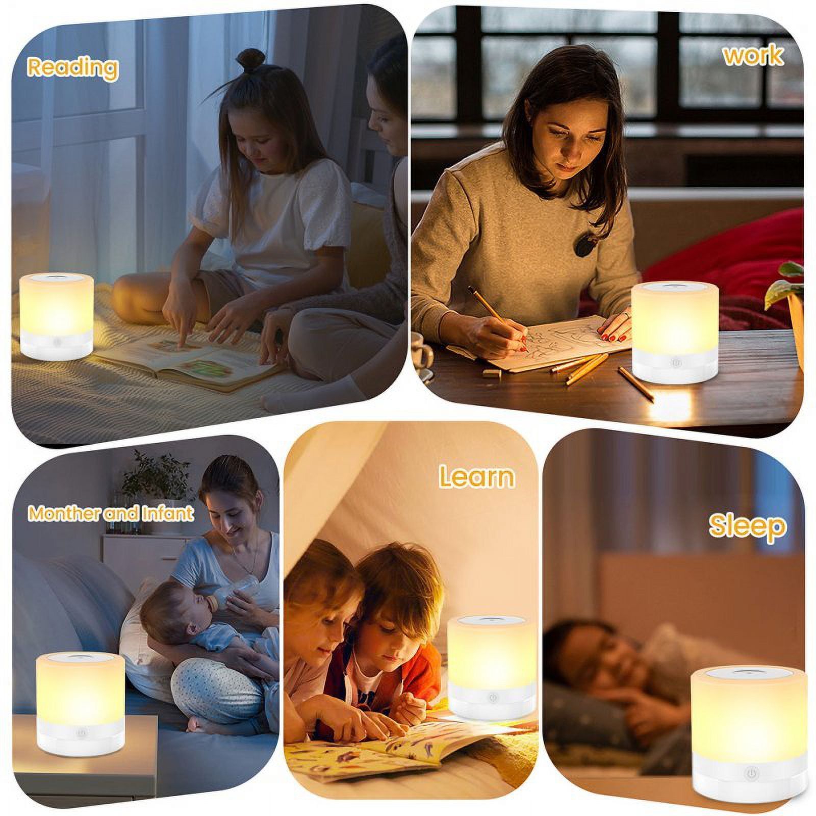 Night Light USB Rechargeable RGB Touch Lamp with 3 Level Dimming 7 Color Modes