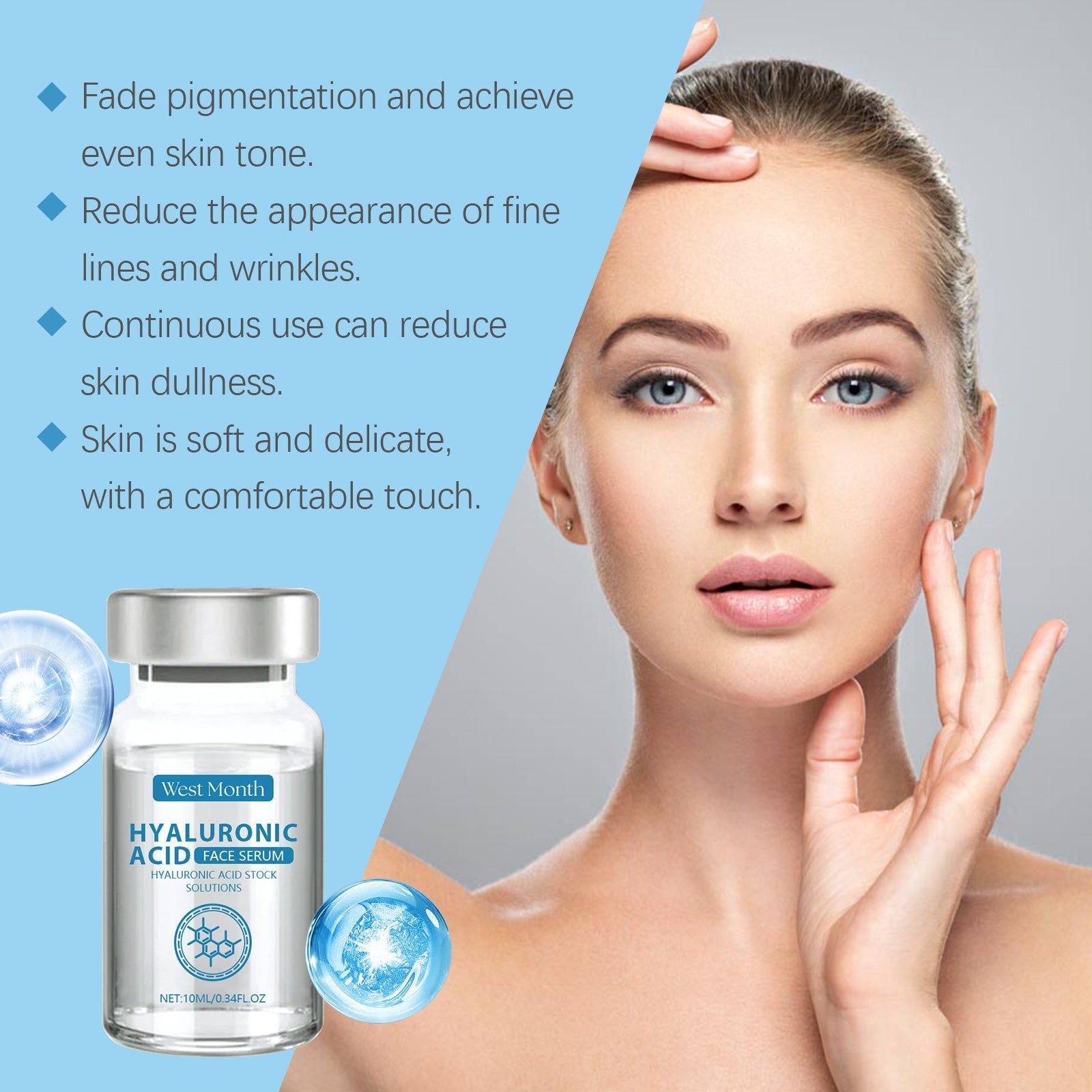Hydrating Hyaluronic Acid Serum for Facial Care, Brightening, Anti-Aging, Moisturizer ,10ml/box