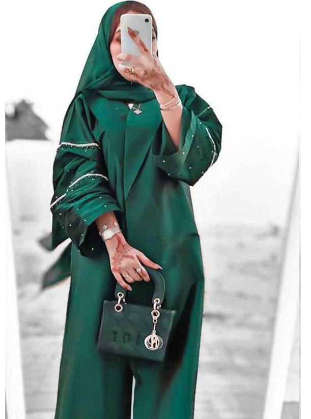 MOiSTREET Green Taffeta Abaya
