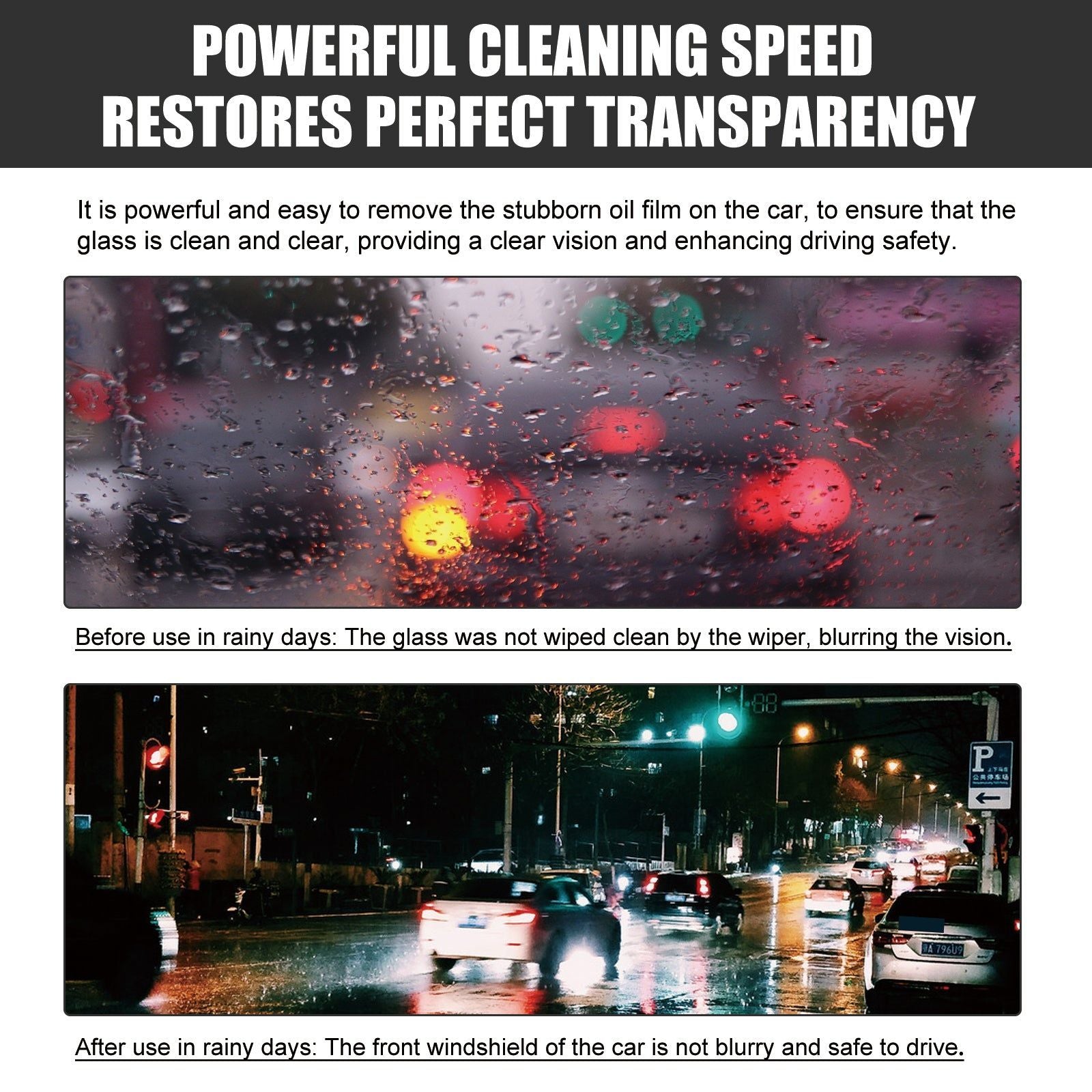 Car Windshield Cleaner, Remove Stains, Rainproof, Fog-Free, Clear Vision ,1set