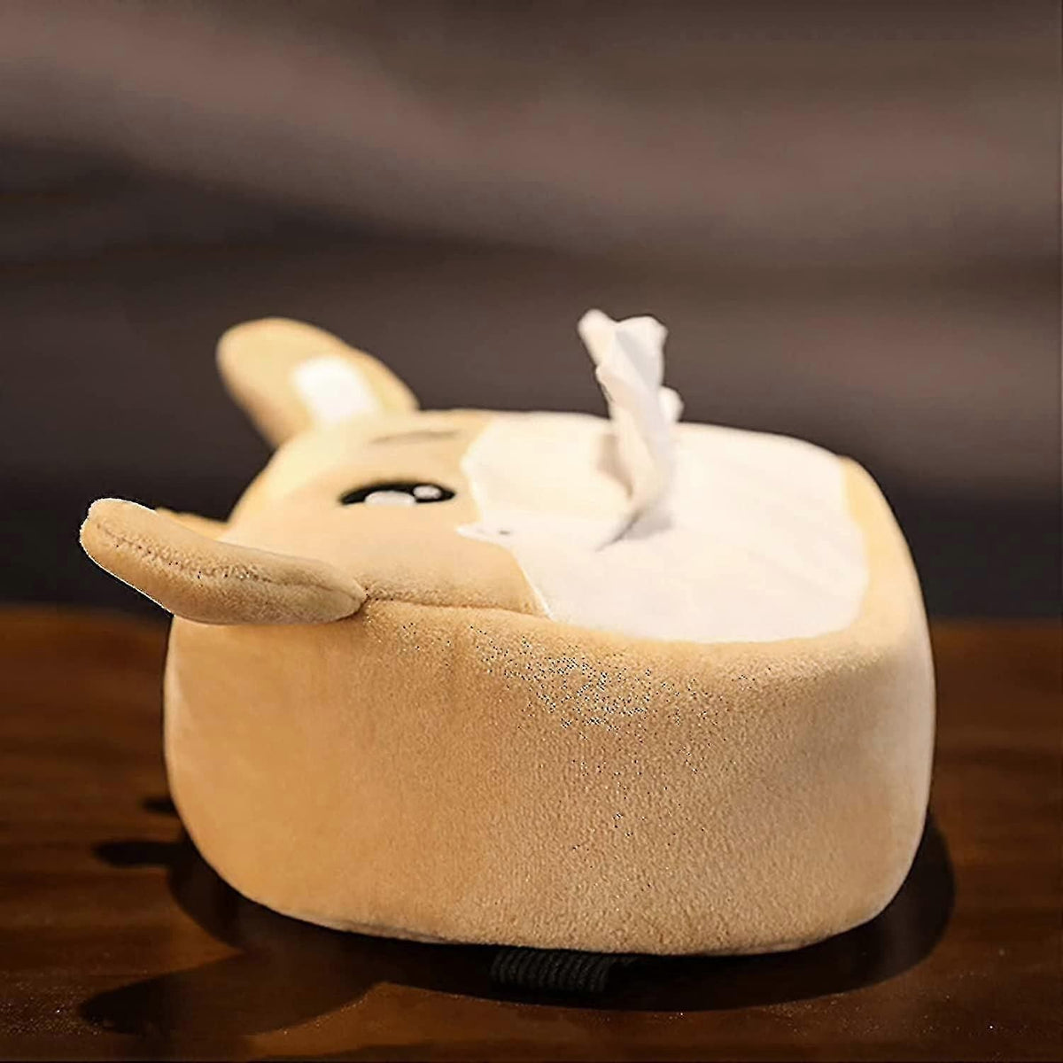 Plush Feather Tissue Box Cover with Fawn Design, Decorative Car and Home Dispenser for Bedroom, Living Room, Kitchen and Bathroom Organization