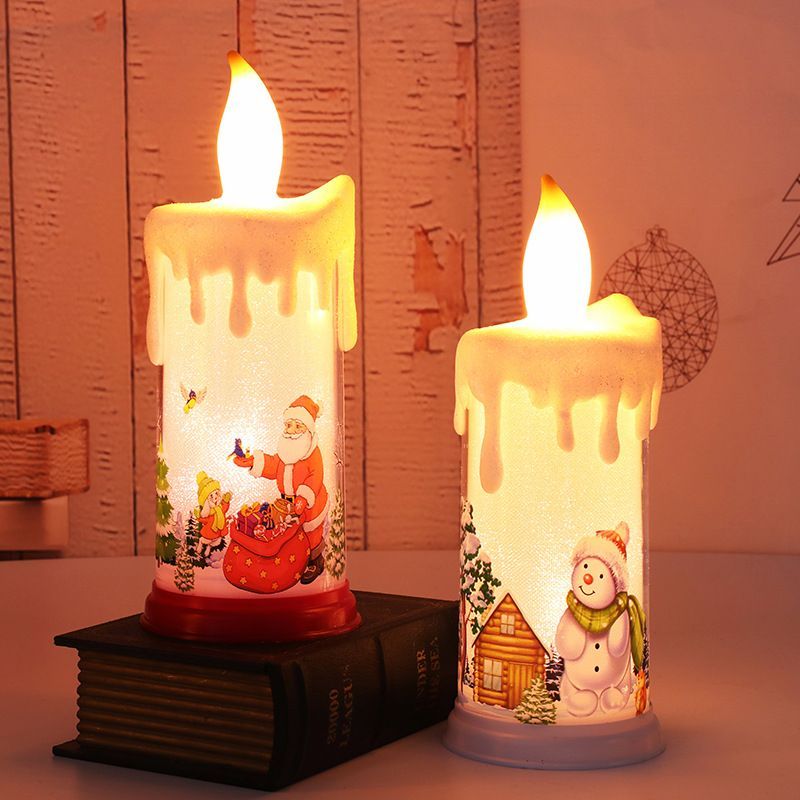 Santa Claus Night Light Christmas Decoration Simulation Flame Candle LED Lamp