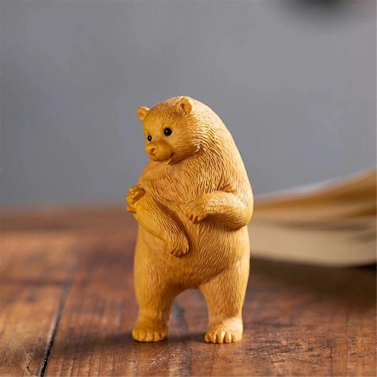 Animal Statue Decoration Carved Bear Wooden Crafts Simulation Gifts