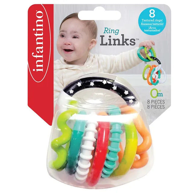 Infantino Textured Ring Links – Baby Sensory & Teething Toy Set | 0M+