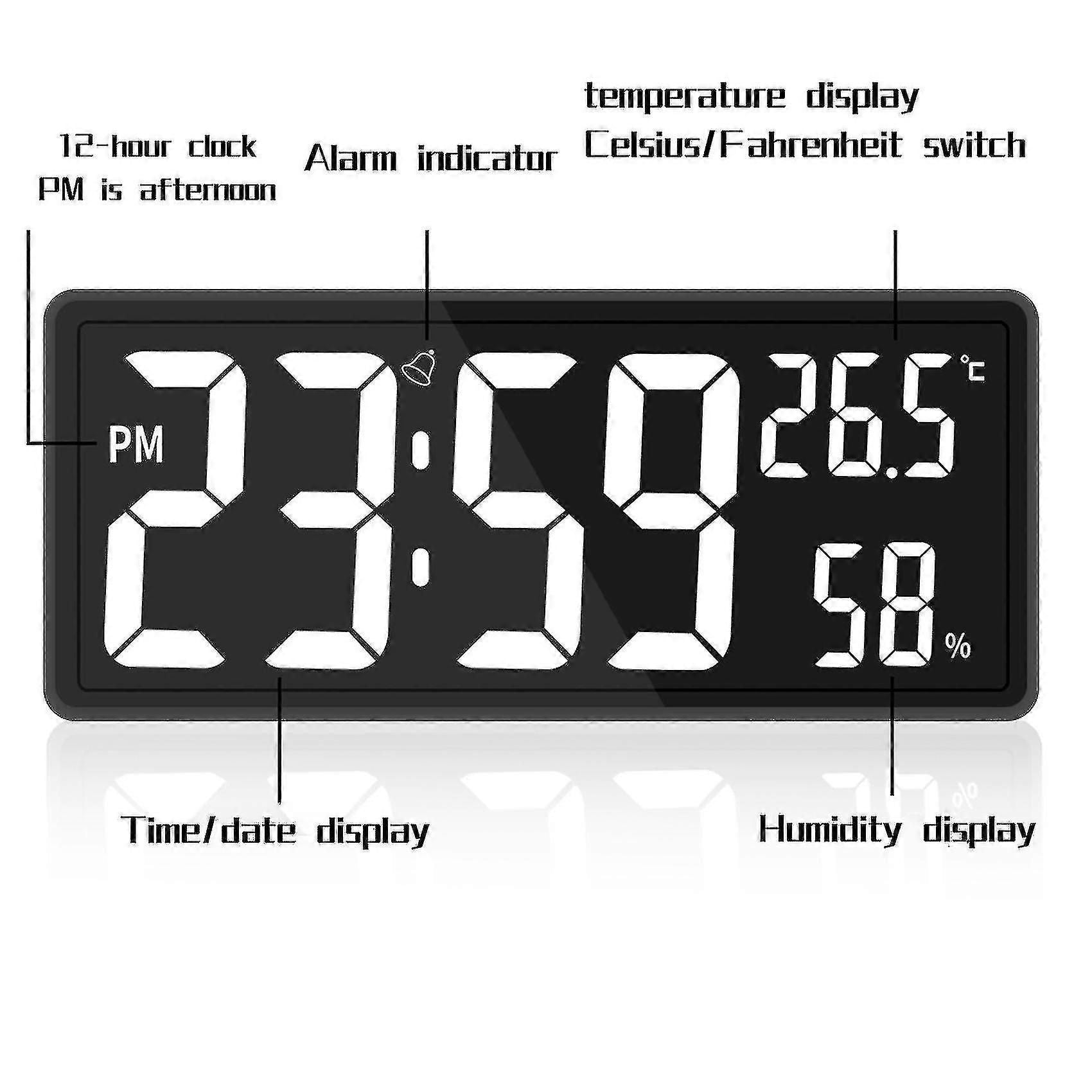 Compatible Withled Digital Wall Clock, Large Digits Display,indoor Office White zxin