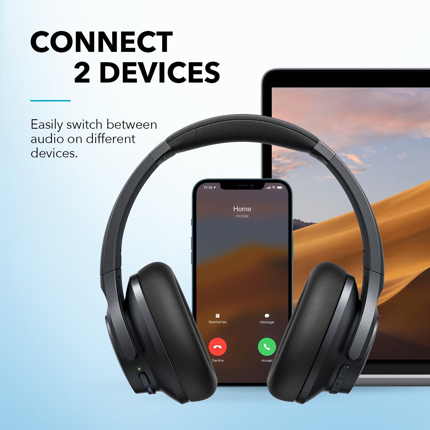 Anker Soundcore Life Q20+ Active Noise Cancelling Headphones, Hi-Res Audio Wireless Over-Ear Headphones, Black