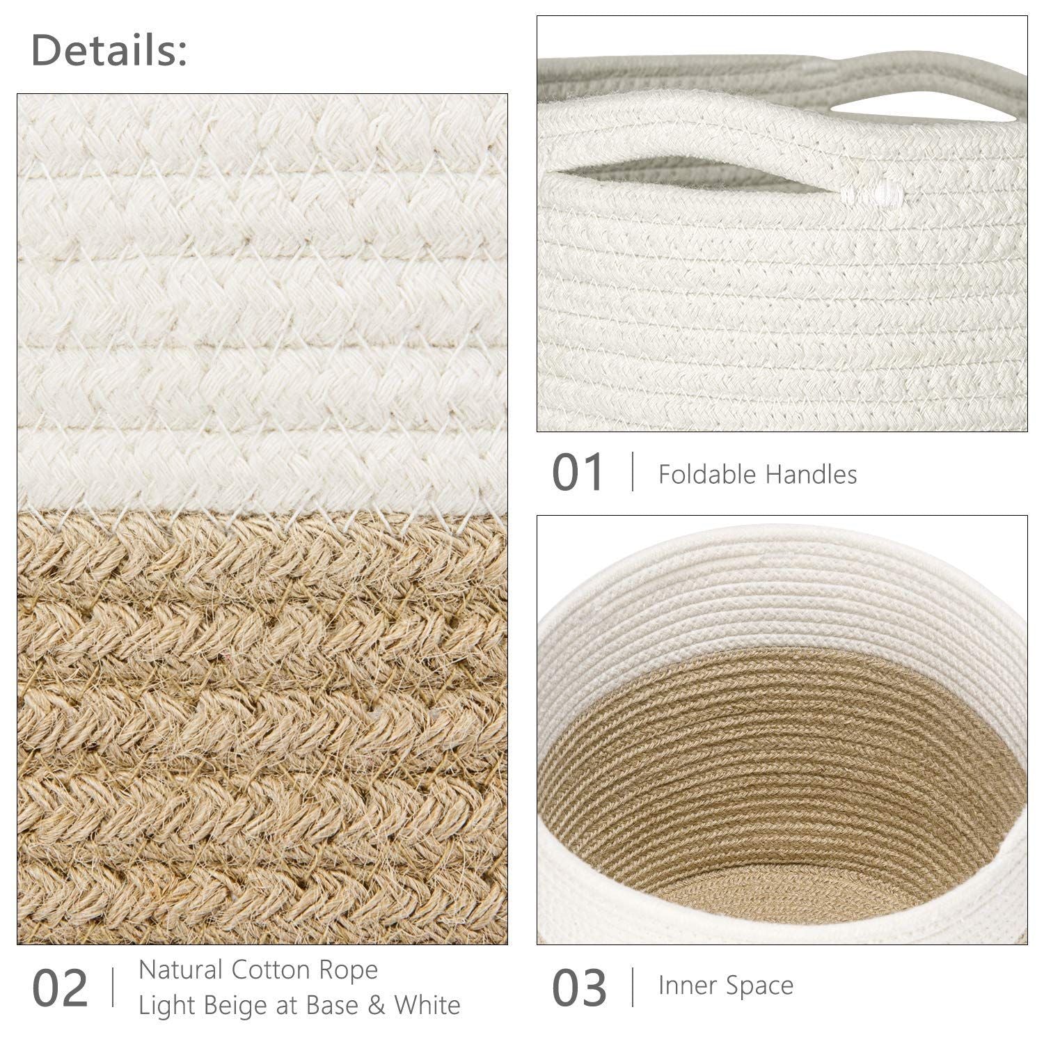 Dahey Small Cotton Rope Woven Coiled Basket for Home