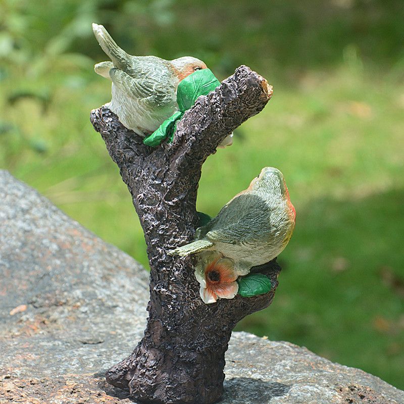 Resin Birds View Garden Statue Outdoor Ornaments Decoration For Yard Lawn Porch
