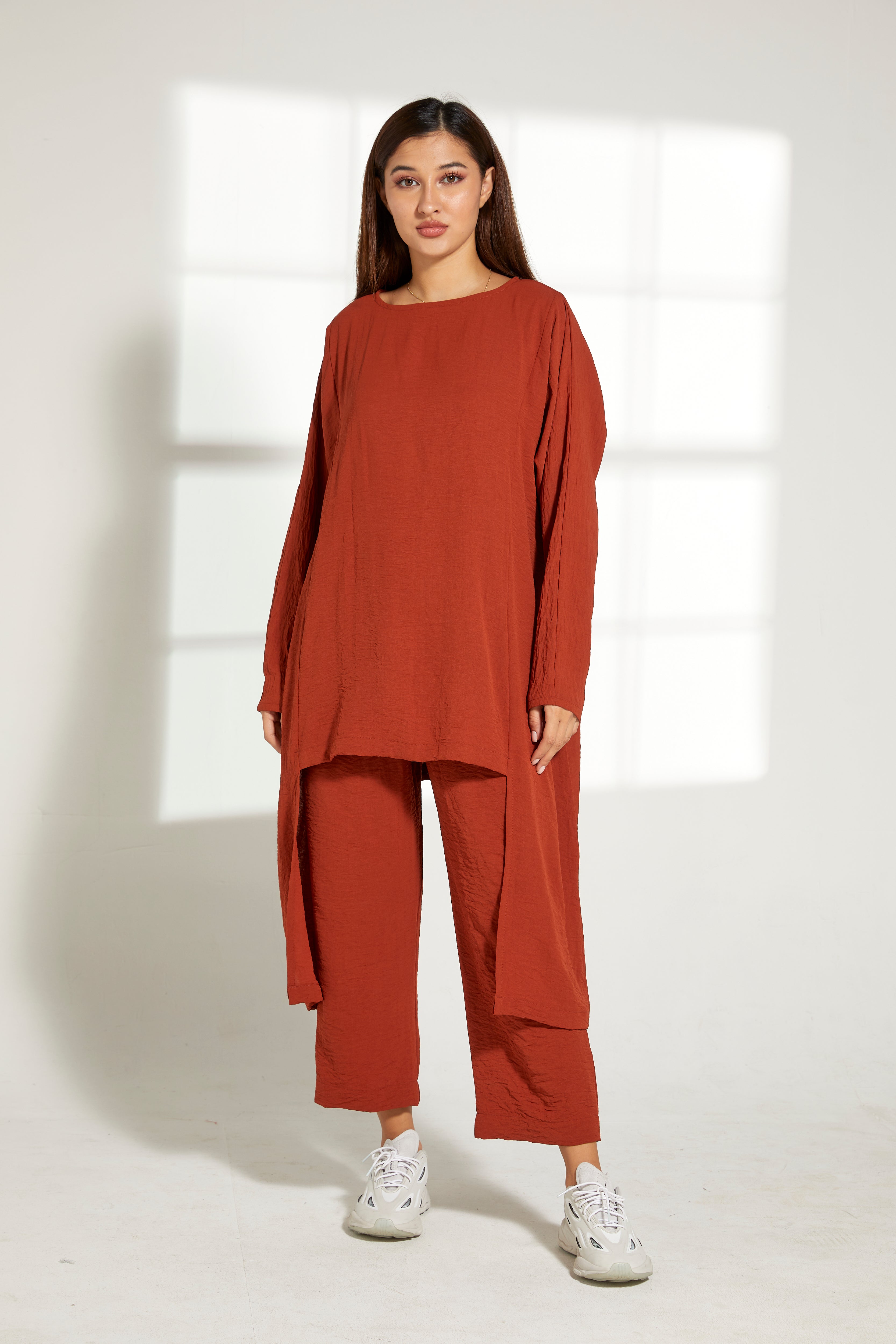 MOiSTREET Orange CEY Fabric Top and Pants Set