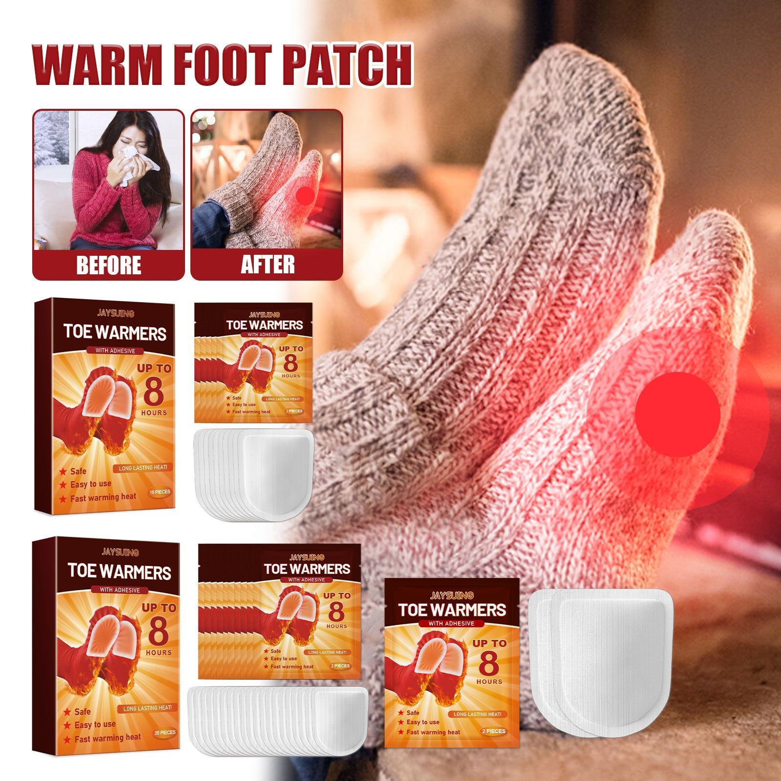 Self-Heating Plantar Warmth Patches, Portable Foot Pads for Cold Feet, 5 Pairs ,10pieces