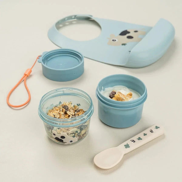 Done By Deer To Go 2-Way Snack Container S Tiny Farm Blue
