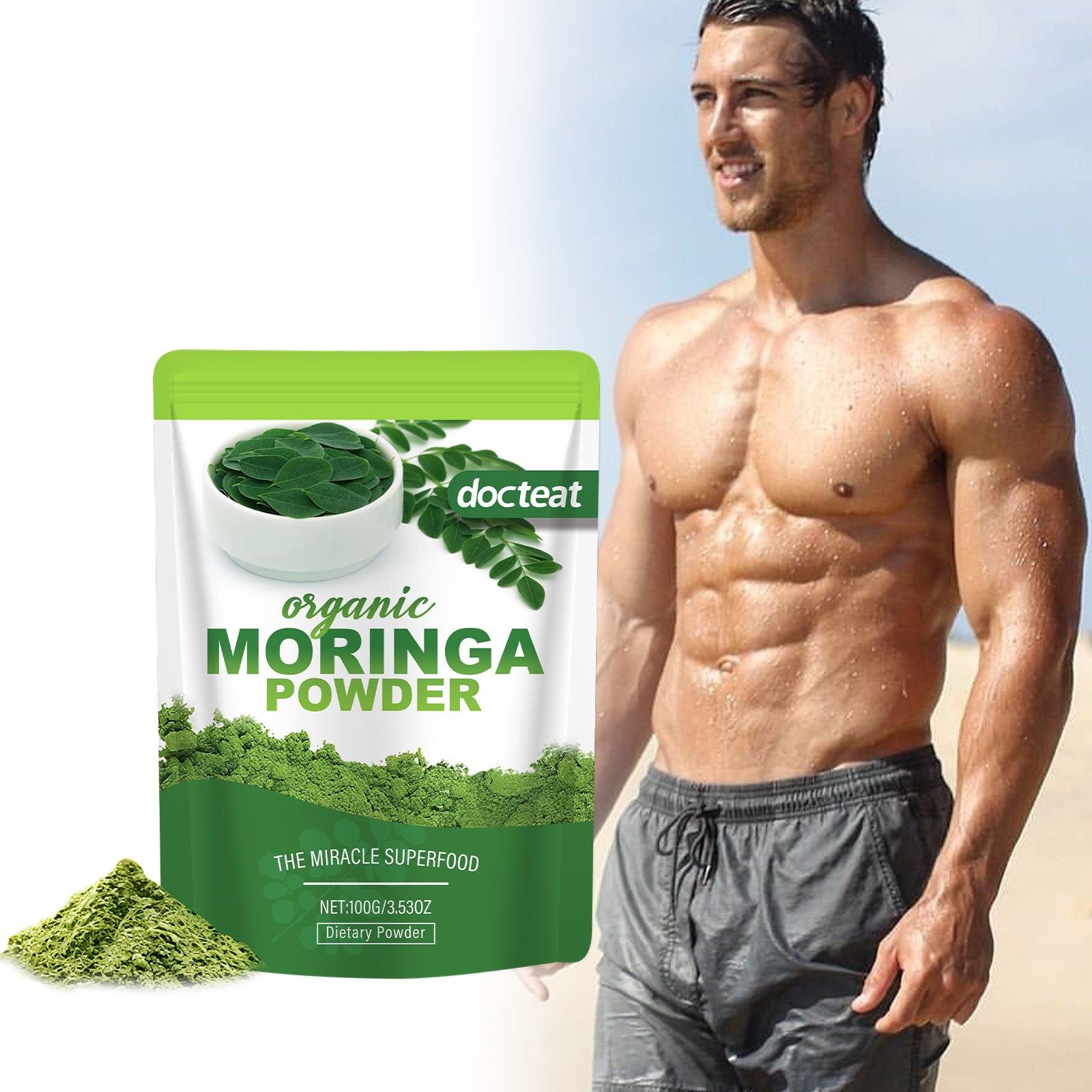 Boost Your Body Care with Moringa & Matcha Powder, Natural Vitality Supplement ,100g