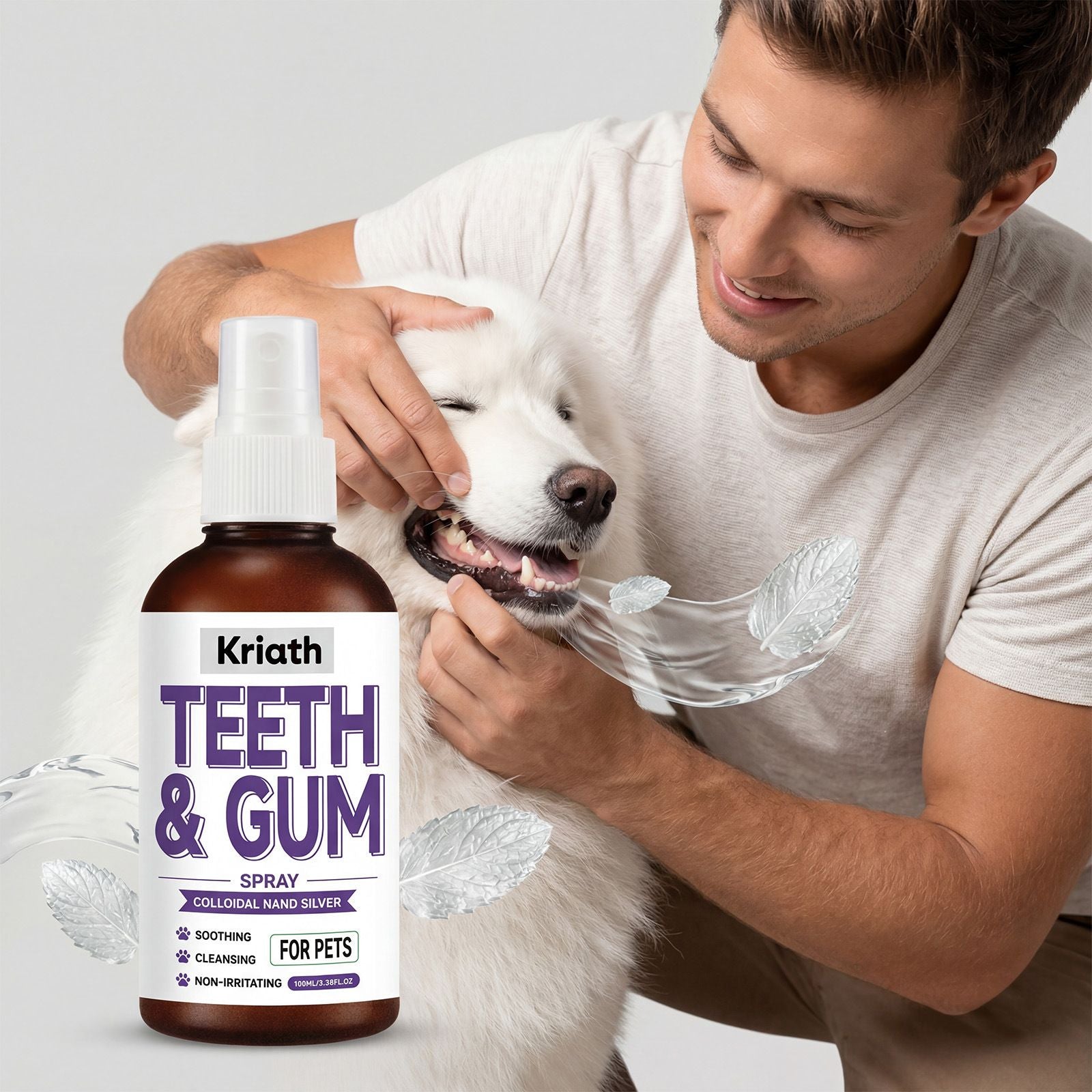 Kriath Pet Teeth & Gum Spray 100ml - Breath Freshener & Oral Cleanser for Dogs