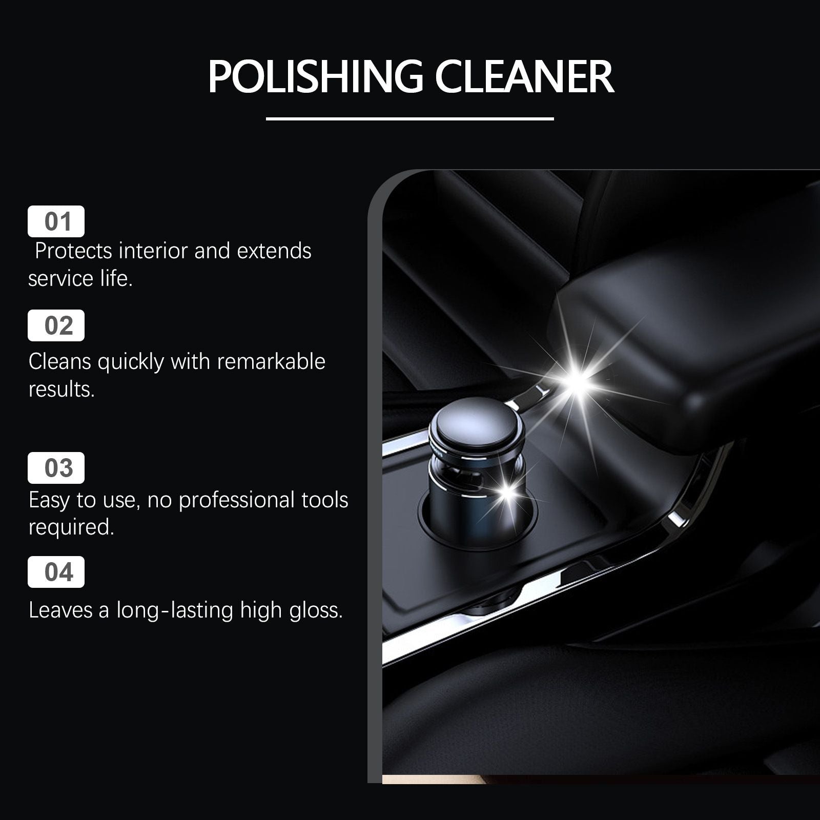 100ml Car Interior Cleaning & Polishing Kit, Gentle Cleaner for Leather, Plastic & Vinyl Surfaces