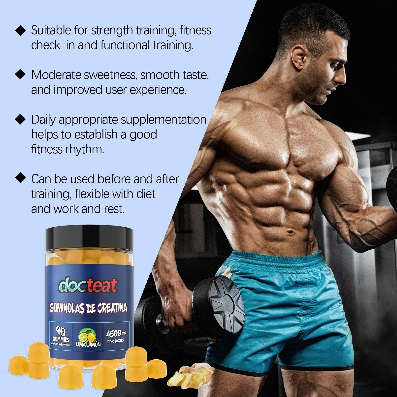 Boost Muscle & Energy with Creatine Gummies, Daily Body Care Supplement ,90 gummies